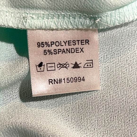 Belldini Flowy Ruffle Asymmetrical Rhinestone Mint Green 3X - Picture 7 of 7